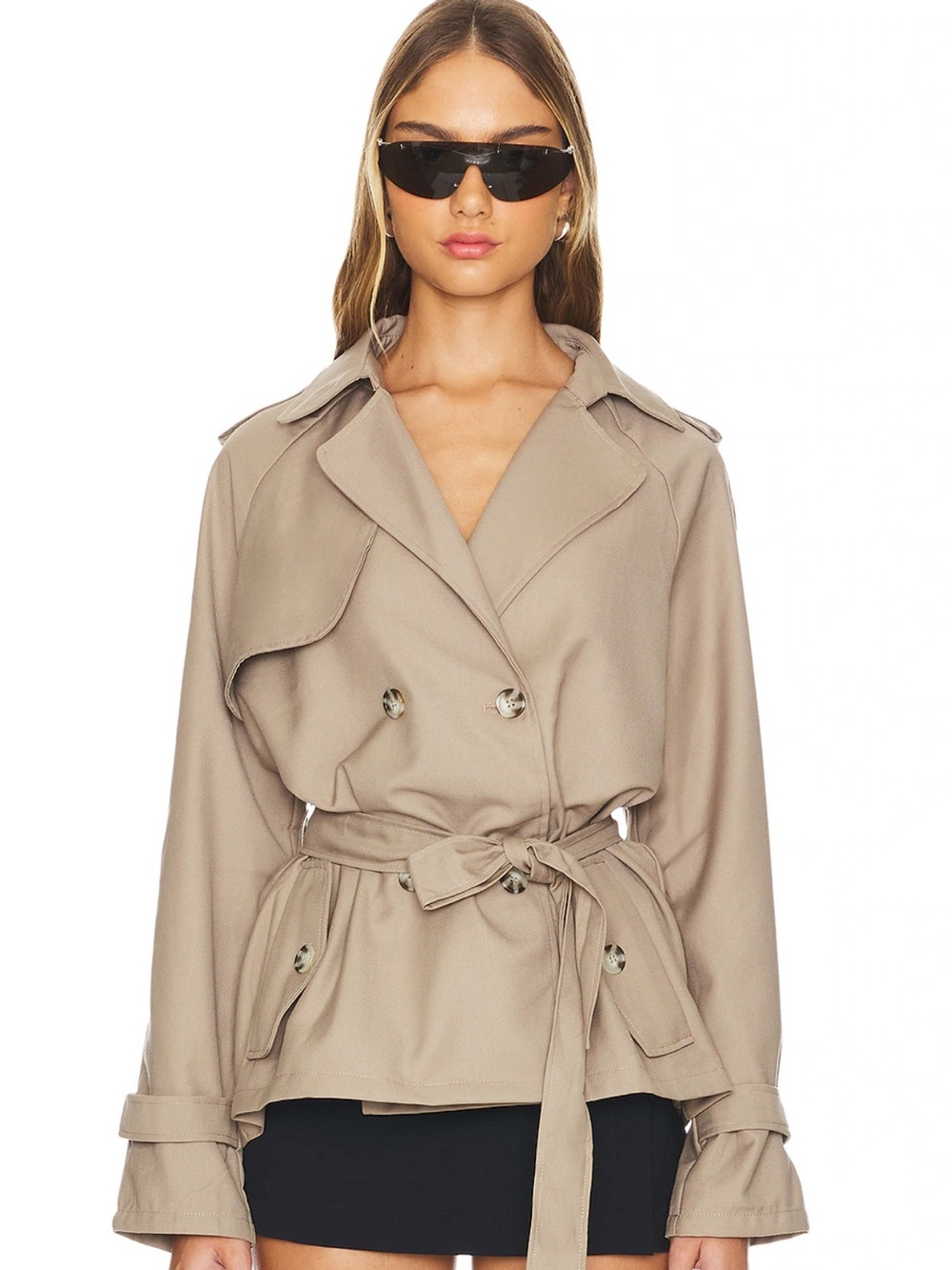 Lioness Khaki Trench Coat with Waist Tie